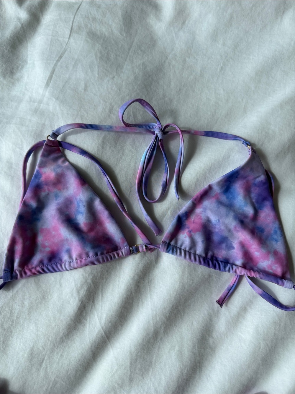 Purple Pink Tie-Dye Triangle Bikini Top